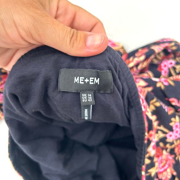 ME+EM Paisley Print Midi Dress Halter Cotton Pink Floral Size 10 Drop Waist - Picture 7 of 11